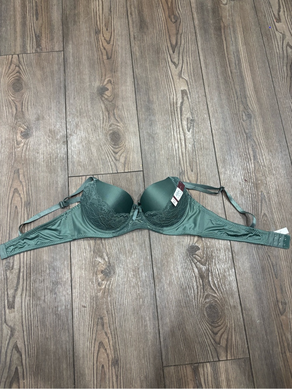 Sofra Lace Trim Padded Bra in Teal Green